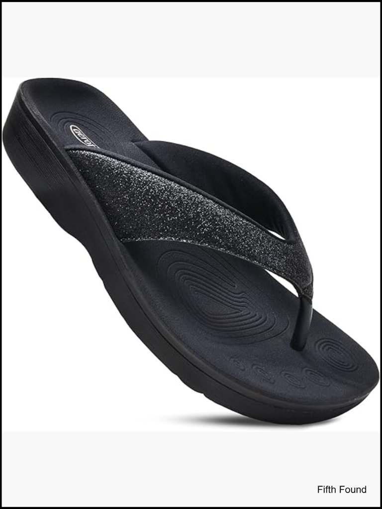 Flip Flops With Arch Support Orthotic Footbed Faux Leather Padded Straps